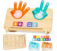 Wooden Montessori Counting Toy for Children 3 4 5 6 Years Old Math Learning Digit Toy with Colorful Numbers,Cards and Interactive Board,Birthday and Christmas Gift