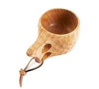 Wooden Mug, Nordic Style Wooden Cup, Natural Portable Rock Climbing Mug Outdoor Camping Drinking Cup with Leather Lanyard for Backpacking Camping Hiking Survival Teacup