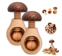 Wooden Mushroom Shaped Walnut Wood Clip, New Portable Walnut Cracking Tool,Peeler Manual Nut Cracking Tools For Walnuts, Hazelnuts, Pecans, Chestnut (2pcs)