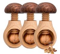 Wooden Mushroom Shaped Walnut Wood Clip, Nutcracker Screw Cracking Tool, Wooden Kitchen Tool,for Walnuts, Hazelnuts,Chestnut (3PSC)
