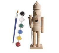 Wooden Nutcracker Unpainted - Paint Your Own Nutcracker Figures for Creative Decorating | Unfinished Wood Craft Kit with Brushes, Colors, DIY Activity for Kids Adults All Ages Friends Seasonal Art Pro