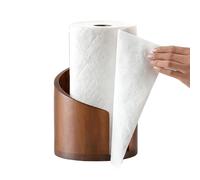 Wooden Paper Towel Holder - Natural Wood Dispenser Rack, Farmhouse Tabletop Organizer, Rustic Paper Towel Stand for Kitchen Bathroom Dining, Modern Countertop Decor, 11.42x7.87 inches