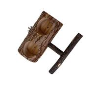 Wooden Parrot Feeding Stand, Bird Perch with Feeder Bowls, Double Slot Food and Water Station, Indoor Tabletop Dispenser for Small Birds Claw Grinding Platforms for Cages 5.91x5.51x2.56 inches