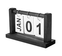 Wooden Perpetual Desk Calendar,Vintage Flip Desktop Calender,Black Calendar for Home Office Wedding Desk Accessories