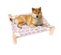 Wooden Pet Bed Pet Cot Cat Dog Bed Breathable Cat Mat, Dog Camp | Pet Cot, lit pour chien, lit d'été pour chien, cadre en bois amovible et lavable, peut être utilisé avec un tapis de chat/lit