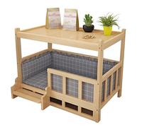 Wooden Pet Bed with Soft Cotton PadCozy Indoor Pet House & Bedside Table for Dogs (Golden Retriever Teddy) 30x45cm Natural Wood Color