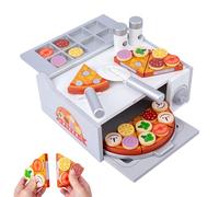 Wooden Pizza Toy, Educational Role Play, Pretend Play Food with Oven Accessory, Learning Activity Set, Pizza Toys with Interactive Design, Children Boys for Birthday Holiday