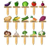 Wooden Plant Markers, Garden Labels, Natural Look Plants Organizer Raised Aid, Reusable Nursery Accessories for Seedlings, Vegetable, Raised, Bed 5.91x3.15 Inches