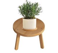 Wooden Plant Stool - Round Stepping Stool Pedestal , Durable Wood Construction , Lightweight Indoor Outdoor Stand , Rustic Farmhouse Design , Easy Carry | Plant Stools For Farmhouse Living Room