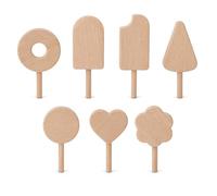 Wooden Popsicles for Crafts, 2026 DIY Craft Unfinished Wooden Popsicle Cutout, Summer Table Sign, Table Centerpieces for Farmhouse Rustic Home Tiered Tray Decor (G,7PCS)