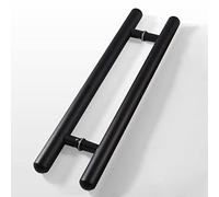 Wooden Push Pull Door Hardware for Inside Outside Gate/Farmhouse Shed Door,Rustic Barn Door Handles, Entry Double Grab Bar Puller with Fitting(Black,Length 60cm(24inch))
