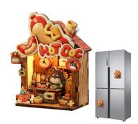 Wooden Puzzle Fridge Magnet - Warm Strong Magnetic Decor with LED Light | Wooden Puzzle Miniature Fridge Magnet for Desk Office Metal Bedside Table Living Room Bedroom
