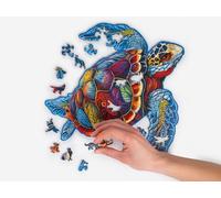 Recent Toys Puzzle en bois Tortue pour adultes et enfants Puzzle de 189 pièces grande taille 28 x 31 cm avec pièces de forme unique Comprend un coffret cadeau en bois et un support.
