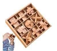 Wooden Puzzles - Interlocking Unlock Jigsaw Assembly Set, Educational Brain Teaser Toy for Kids Learning Logic Skills, Durable Wooden Game for School Travel Classroom Birthday Gift Stocking Stuffer