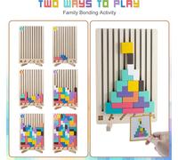 Wooden Recessed Puzzle with Blocks,42 Pieces and 10 Cards,Montessori Toy Geometric Shapes,Matching Game,Educational STEM Gift for Kids 3+ Years,Non Toxi Wooden Logic Game