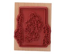 Wooden Rubber Photo Frame Flower Pattern Stamp, Square Pine Wooden Rubber Stamps for Scrapbooking Journaling Handmade Invitations Greeting Cards DIY Craft Stamps