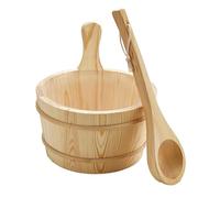 Wooden Sauna Bucket, Leakproof Steam Bath Kit, Traditional Accessories Set, Brown, Holding Capacity, with Ladle Scoop, Natural Wood Finish, for Garden, Hotel, Backyard, Apartment Spa Experience