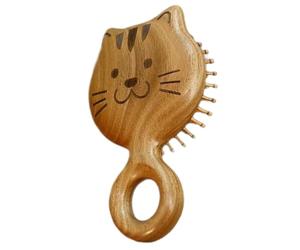 Wooden Scalp Massager - Anti-Static Ergonomic Comb, Natural Wood Bristle, Gentle Circulation Stimulus, Hair Health Maintenance Action, Personal Care Category, Small Size Brown Finish Home Office