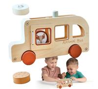 Wooden School Bus - Interactive Kids Learning Toys, Portable Playset Grip Comfort Feature, Puzzle Block Balance Style, Classroom Gear Compact Design, Educational Game for Girls, Boys, Children