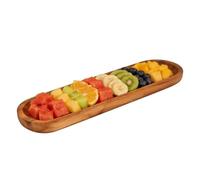 Wooden Serving Platters And Trays - Natural Acacia Wood Serving Trays, Food Servings Tray, Multi-Functional Decorative, Rectangle Servings Platter For Dessert Cheese Snack Appetizer Fruits Sushi House