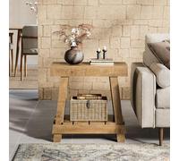 Wooden Side Table with Storage, 2 Tier Modern End Table