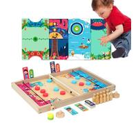 Wooden Sling Hockey Game - 10 in 1 Fast Table Sling Game - Durable Hockey Board Games for Home 15 Points Card, 2 Launch Rope, 24 Chess Pieces