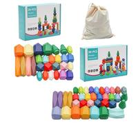 Wooden Sorting Stacking Rocks Stones, Sensory Stacking Block Rocks, Toddler Educational Stacking Stones, Stacking Rocks for Boys, Wooden Stacking Stones for Kids for Boys, Girls, Kids, Toddler