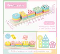 Wooden Sorting & Stacking Toys,Stacking Tower & Jigsaw Puzzle,Activity & Development Toy,Baby Toy-Gift 1 2 3 Years,Crate