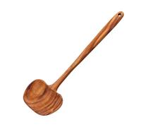 Wooden Soup Cooking Spoon, 2 in 1 Long Handle Spoon, Ergonomic Non Stick Cooking Utensil 39x11.7x7.8cm, Non Stick Kitchen Tool with Heat Safe Design for Hot Pots Pans Mixing Frying Food Preparation