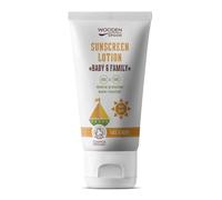 Wooden Spoon Crème Solaire Bio Bébé et Famille SPF 30 - 100% Naturelle, Zinc Invisible, Sans Trace Blanche, Hypoallergénique, Vegan, Résistante à l’Eau - 150 ml