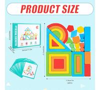 Wooden Stacking Toy 26pcs Rainbow Building Blocks Creative Geometric Building Block Early Wooden Education Learning Puzzle Blocks for Baby Children