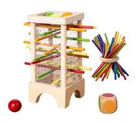 Wooden Stick Game, Montessori Wooden Board Games with Colorful Sticks Dice, Educational Toy for Cognitive Development & Focus Training, Includes Mixed Colors Sticks and Dual-Level Puzzle(B)