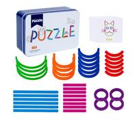 Wooden Stick Puzzle Toy - Boost Logical Thinking, Formes de bagues colorées - 38 blocs de construction + 30 cartes à motifs, Timber Woodwork Sustainably Sourced - For Creative Play & Classroom