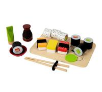 Wooden Sushi Play Set | Pretend Play Kitchen Food Toy Set Handmade Wooden Simulation Sushi Cutting Board 22×15cm Educational Role Ṕlay Game 0.48kg Multi-Piece Kids Learning Activity Toy Boxed Creative