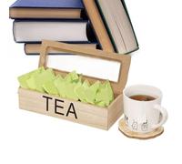 Wooden Tea Bag Box - Rustic Storage Chest, Multi Slot Holder | Handmade Woоden Longtail Container | Wooden Vintage Tea Storages Accessory For Bedroom Living Room Kitchen Study Rooms Counter