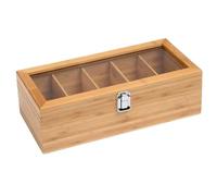Wooden Tea Bag Organizer with Clear Lid | Multi-partment Tea Bag Holder Box for Sugar Packets, Coffee Pods, and Snacks, Perfect For Kitchen Countertop, Pantry Cabinet, Drawer, Home or Office