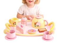 Wooden Tea Party Set - Pretend Play Dessert Kit, 920g Serving Set with Realistic Accessories, Creative Role, Play Toy, Educational Imaginative Game for Birthday Celebration Social Skill Development