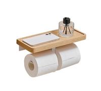 Wooden Tissue Rack Punch Free Wood Bathroom Toilet Wall Hanging Paper Roll Holder Tool(White I)