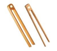 Wooden Tongs, Serving Tongs, 2 Pieces Lightweight Grip Heat Proof Easy Hold Versatile Reusable Space Saving Portable, Food Tweezers for Home Kitchen Salad Grill, 8.66Inches, Brown