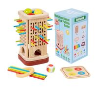 Wooden Tower Sticks Game, Colorful Block Balancing Set, Fine Motor Skill Builder with Dice, Ideal for Toddler Girls Boys Kids, Family Preschool Patience Training Toy, 4.13x4.13in