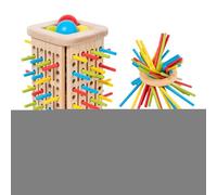 Wooden Tower Sticks Game, Colorful Family Balance Toy with Dice, Fine Motor Skill Builder, Educational Patience Training Set, for Toddler, Kids, Preschool Boys and Girls