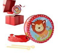 Wooden Toy Drum - Kids Musical Instrument with Adjustable Strap for Ages 2- | 5.9in Wooden Adjustable Carrying Strap Wood Drum Set for 2-5 Years Old Boy Girl Student Birthday Home