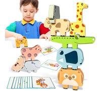 Wooden Toy,Montessori Games Child Animals Block Stack,Track Motor Skills Baby Activity And Development Toys,Balance Educational Game Gift For Boy Girl 2 3 4 Years Old