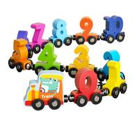 Wooden Train Set, Colorful Early Learning Toy, 1.97x2.36in Portable Educational Play, Versatile Cognitive Development, Interactive Train Activities for Boys and Girls Aged 1-3
