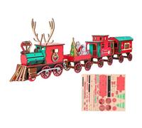 Wooden Train Set | Holiday Handmade Mini Painted 3D Assembly Puzzle Kit