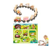 Wooden Train Set, Wooden Railway with Numbers, 19.69x15.75 inches Compact Design Preschool Learning Activities, Vehicle Game for Boys, Girls, Entertainment, Easy to Use