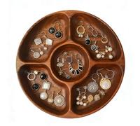 Wooden Tray, Festive Party Platter, 35cm Presentation Board, Natural Timber Kitchenware Set, Dining Organizer with Five Compartments, Long Table Display for Snack Charcuterie Dessert Candy Appetizers