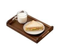 Wooden Tray - Square Charcuterie Dish for Tea Cup Breakfast Dining Table | Elegant Wood Serving Tray Versatile Home Decor Perfect for Kitchen Bar Bedroom Party Holiday Entertaining Guests Or Everyday