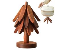 Wooden Tree Trivet,Wooden Insulation Coaster | 10x10x22cm Anti-Scalding Cookware Coaster,for Cookware Stove Pan Cup Teapot Hot Dishes Bowl Kitchen Dining Table Apartment Dormitory Christmas