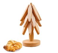 Wooden Trivets Tree Coasters (3 Wooden + 1 Stand) for Hot Dishes/Hot Pot Holders/Like a Tree, Beech Wood for Pans, Bowl, Teapot, Practical Trivet on The Kitchen Counter